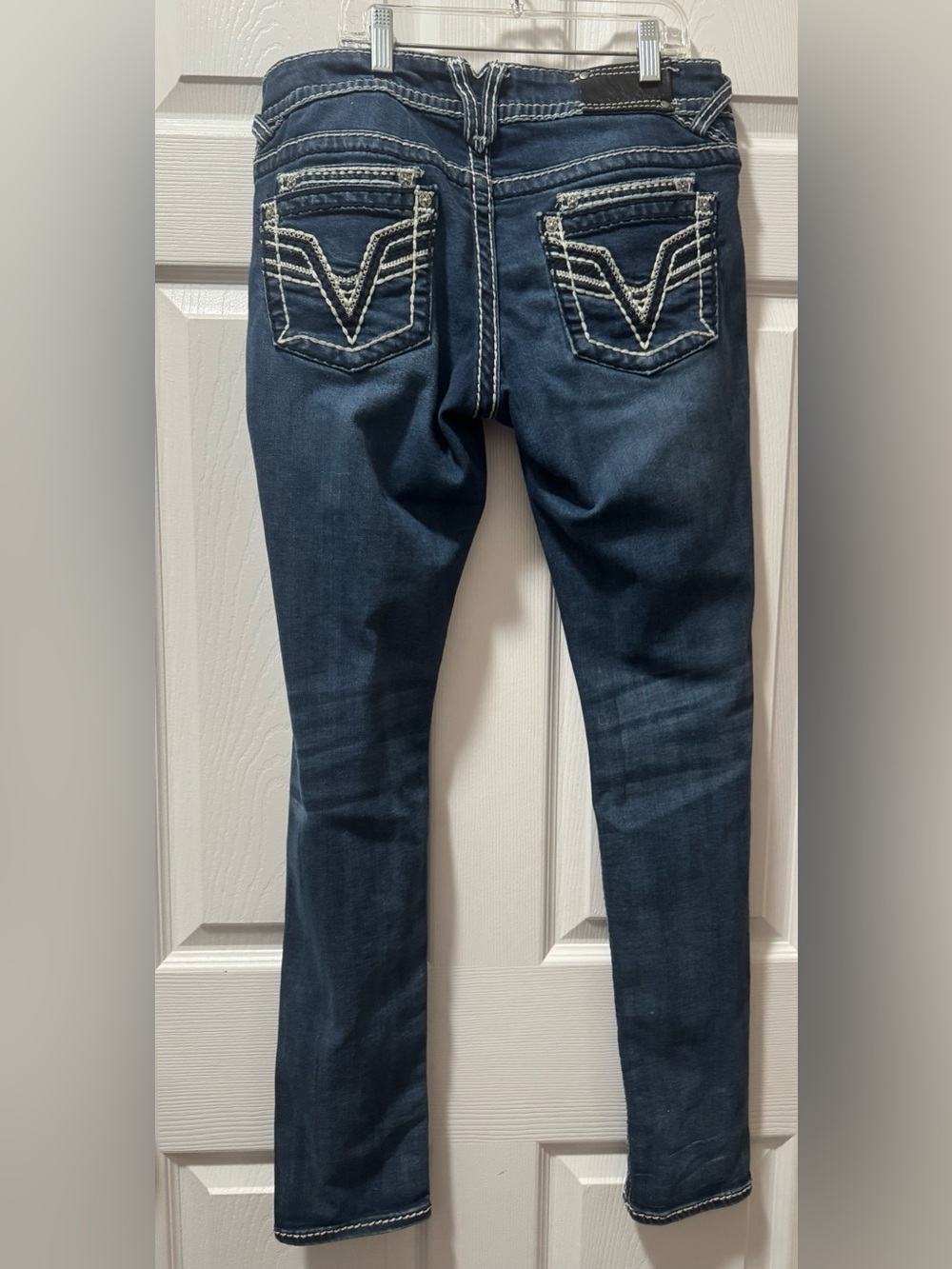 Vigoss Dark Blue Skinny Jeans with Contrast Stitching - Picture 7 of 9